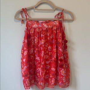 Shoulder tie cami with floral print